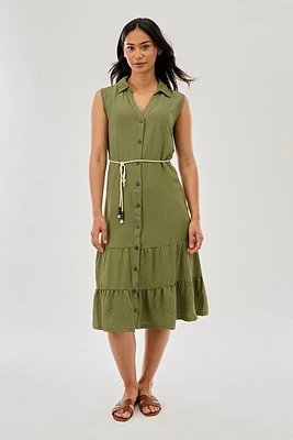 Stylexchange Rope Belted Button Down Day Dress