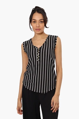 International INC Company Striped Front Zip Tank Top