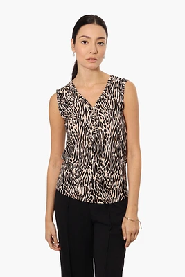 International INC Company Leopard Print Front Zip Tank Top