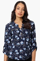 Beechers Brook Floral Henley Roll Up Sleeve Shirt