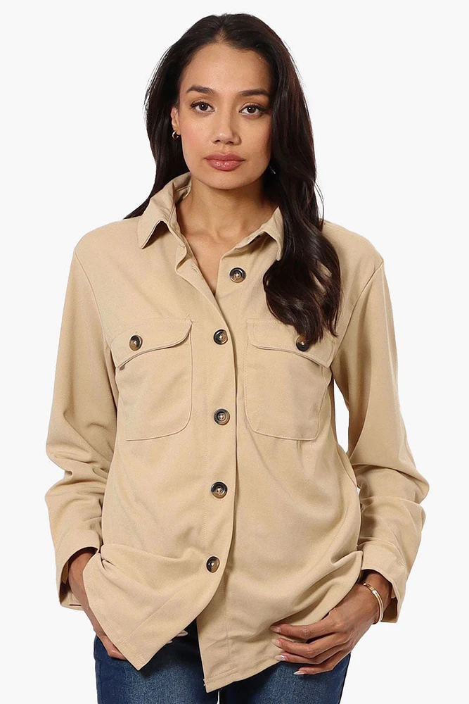 Limite Solid Flap Pocket Button Up Lightweight Jacket