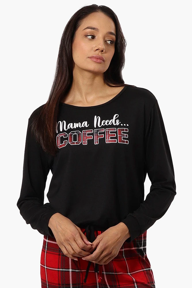 Canada Weather Gear Coffee Print Drawstring Pajama Top