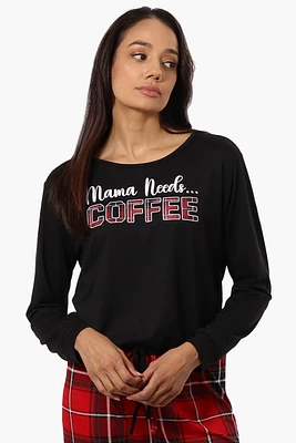 Canada Weather Gear Coffee Print Drawstring Pajama Top