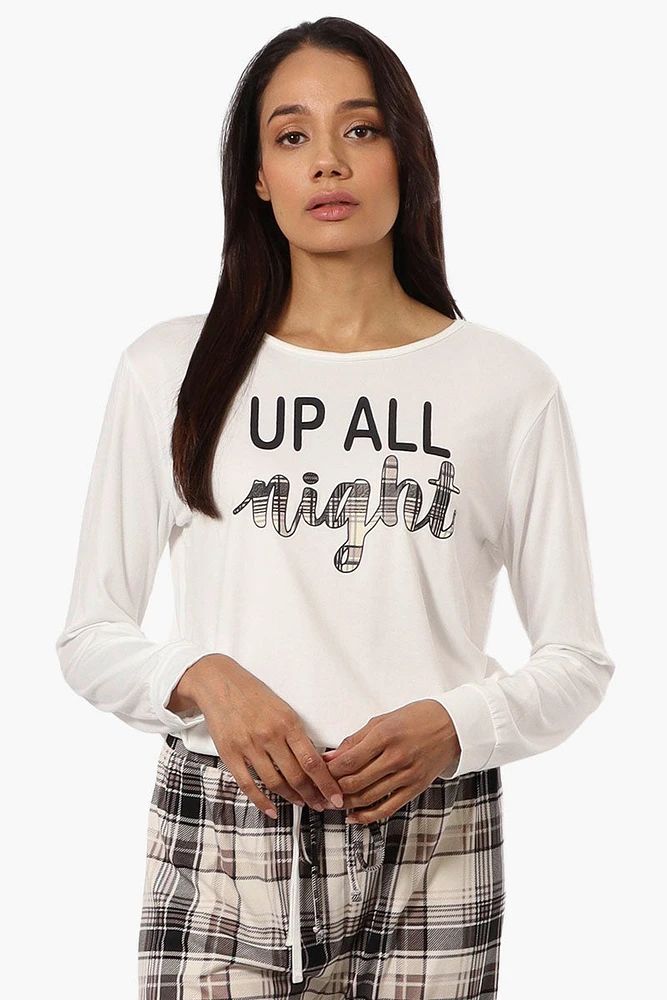 Canada Weather Gear Up All Night Print Drawstring Pajama Top
