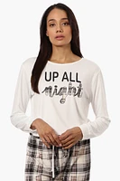 Canada Weather Gear Up All Night Print Drawstring Pajama Top