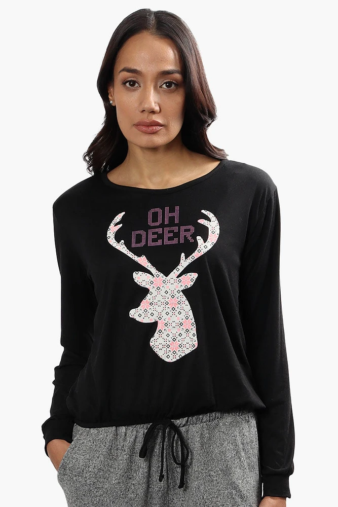 Cuddly Canuckies Oh Deer Print Pajama Top