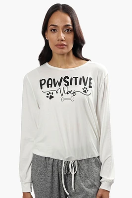 Cuddly Canuckies Pawsitive Vibes Print Pajama Top