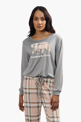 Canada Weather Gear Mama Bear Print Pajama Top