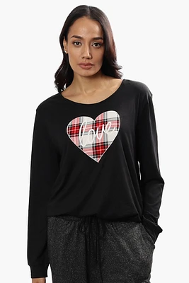 Cuddly Canuckies Plaid Love Print Pajama Top