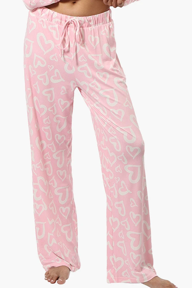 Canada Weather Gear Heart Pattern Wide Leg Pajama Pants