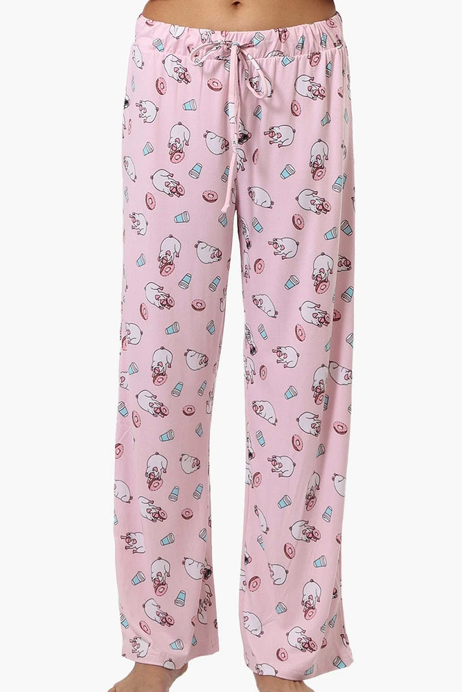 Canada Weather Gear Pug Pattern Wide Leg Pajama Pants