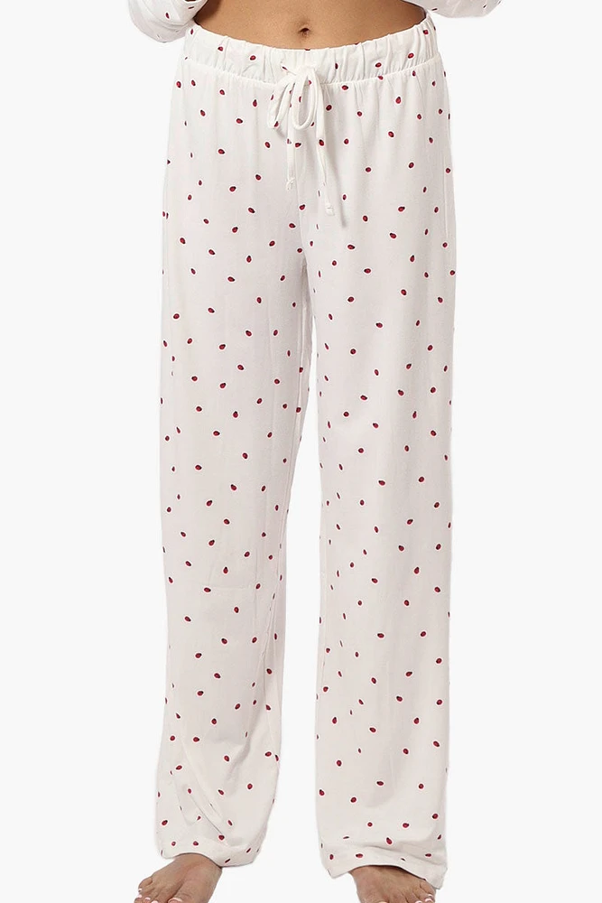 Canada Weather Gear Ladybug Pattern Wide Leg Pajama Pants