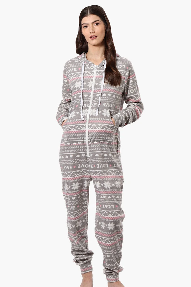 Cuddly Canuckies Hooded Festive Pattern Onesie