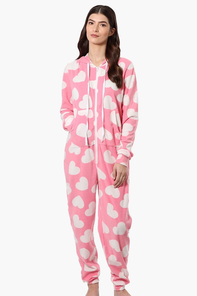 Cuddly Canuckies Hooded Heart Pattern Onesie