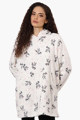 Cuddly Canuckies Reindeer Pattern Oversized Pajama Hoodie - White