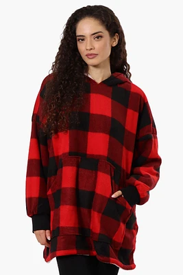 Cuddly Canuckies Plaid Oversized Pajama Hoodie - Red