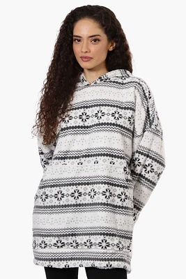 Cuddly Canuckies Festive Pattern Oversized Pajama Hoodie - White