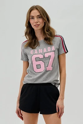 Canada Weather Gear 67 Print Stripe Detail Tee