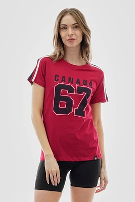 Canada Weather Gear 67 Print Stripe Detail Tee
