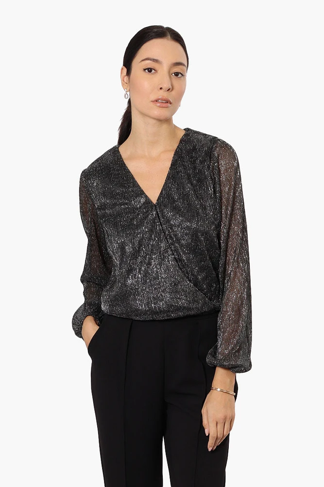 Limite Sheer Sleeve Lurex Blouse