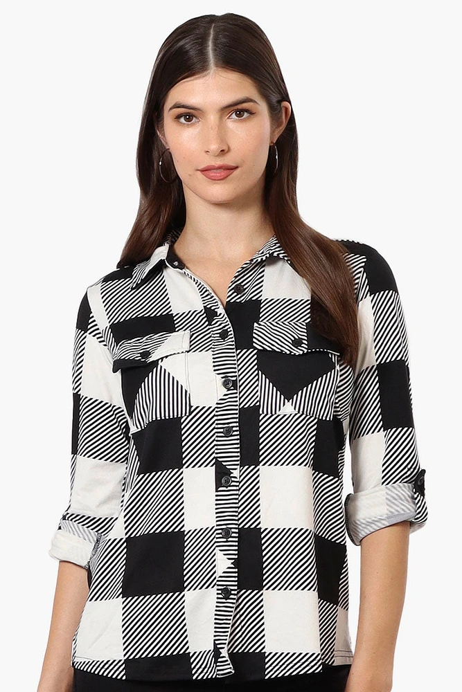 Urbanology Plaid Roll Up Sleeve Button Up Shirt