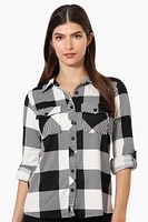 Urbanology Plaid Roll Up Sleeve Button Up Shirt