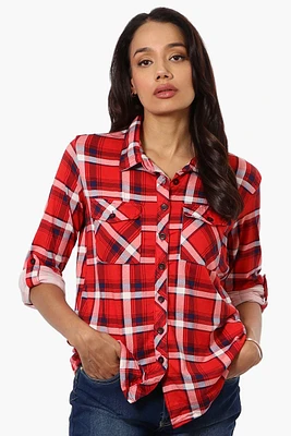 Urbanology Plaid Roll Up Sleeve Button Shirt