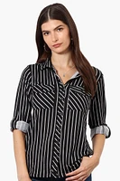 Urbanology Striped Roll Up Sleeve Button Up Shirt