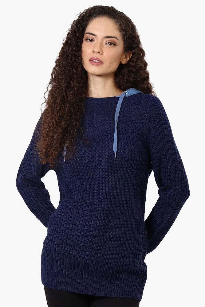 New Look Hooded Knit Pullover Sweater