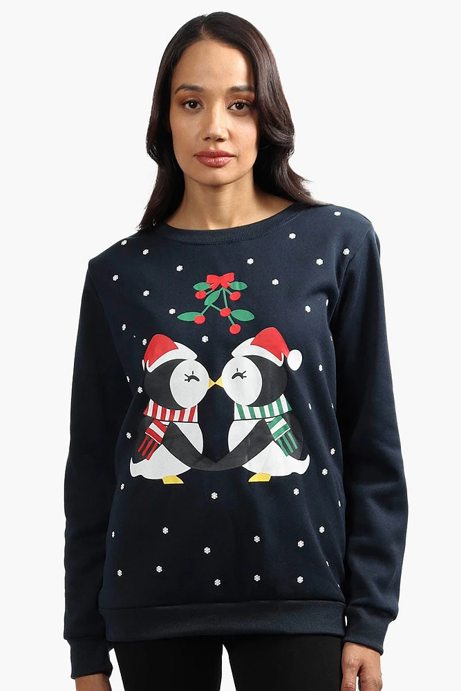 Ugly Christmas Sweater Penguin Print Christmas Sweater