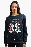 Ugly Christmas Sweater Penguin Print Christmas Sweater