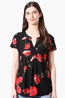 International INC Company Floral Short Sleeve Blouse