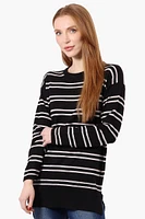 Beechers Brook Striped Round Neck Pullover Sweater