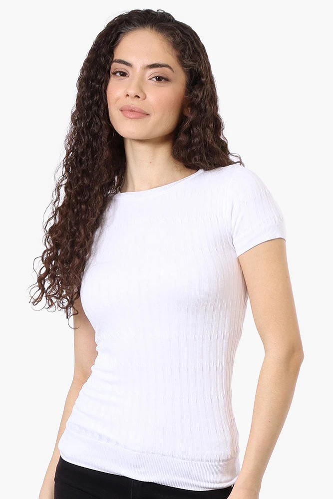 Magazine Ribbed Crew Neck Tee