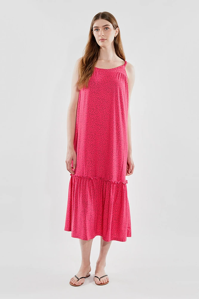 Beechers Brook Patterned Tiered Midi Dress - Pink