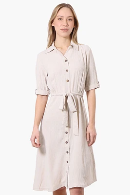 Urbanology Belted Roll Up Sleeve Day Dress