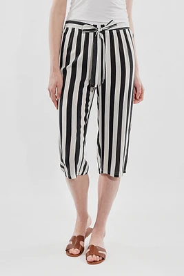Stylexchange Striped Belted Culotte Pants