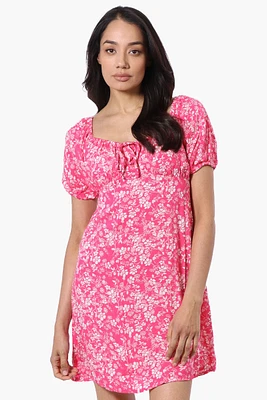 Beechers Brook Floral U Neck Short Sleeve Day Dress