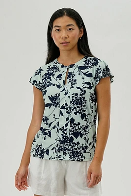 International INC Company Floral Short Sleeve Blouse