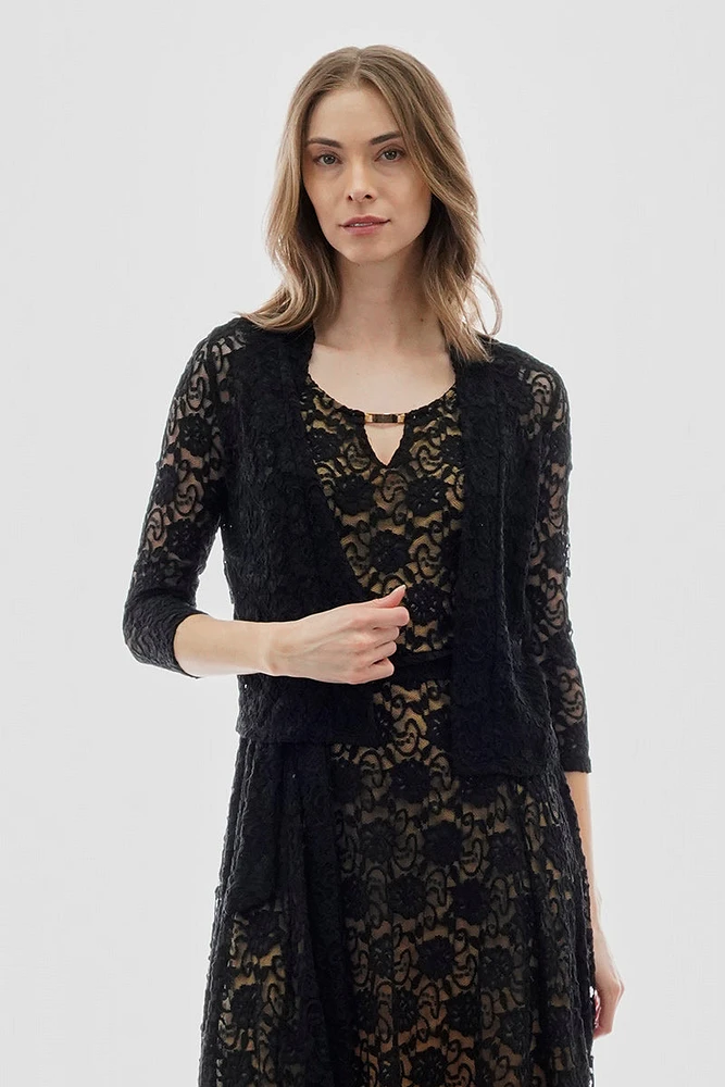 Costa Blanca Floral Lace Open Shrug Cardigan