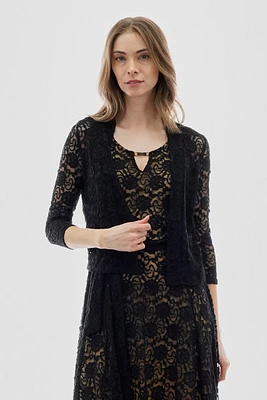 Costa Blanca Floral Lace Open Shrug Cardigan