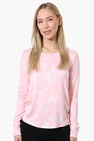 Canada Weather Gear Butterfly Pattern Henley Pajama Top