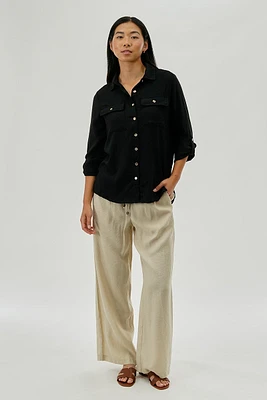 International INC Company Button Down Utility Pocket Blouse