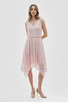 Costa Blanca Belted Lace Gold Bar Detail Cocktail Dress