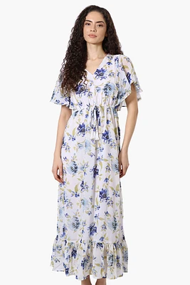 Limite Floral Tie Waist V-Neck Maxi Dress