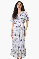 Limite Floral Tie Waist V-Neck Maxi Dress