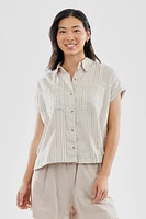 Beechers Brook Striped Button Up Short Sleeve Shirt
