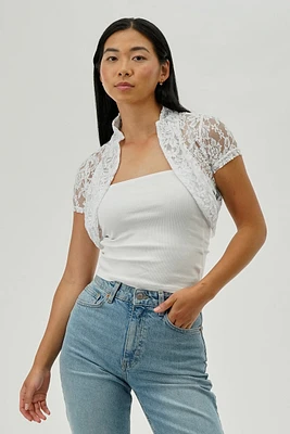 Impress Floral Lace Cardigan - White