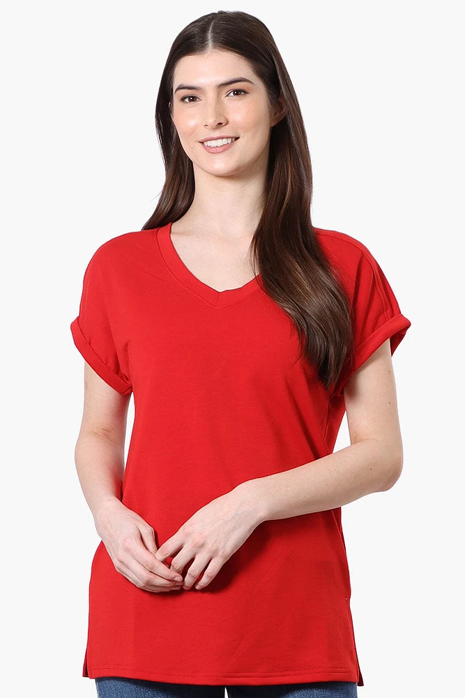 Runaway Bay Sport Cuffed Sleeve V-Neck Tee