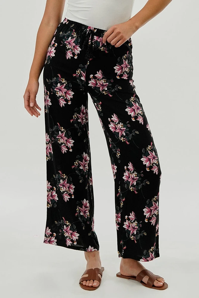 Beechers Brook Floral Drawstring Wide Leg Pants